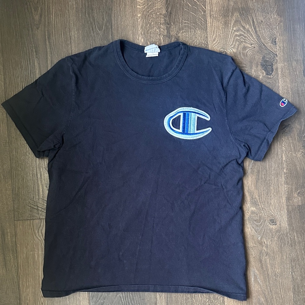 Champion Men's Dark Blue Tee with Logo